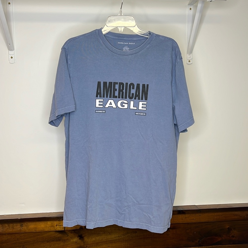 AEO Blue Standard Fit Cotton Logo T-Shirt- Large